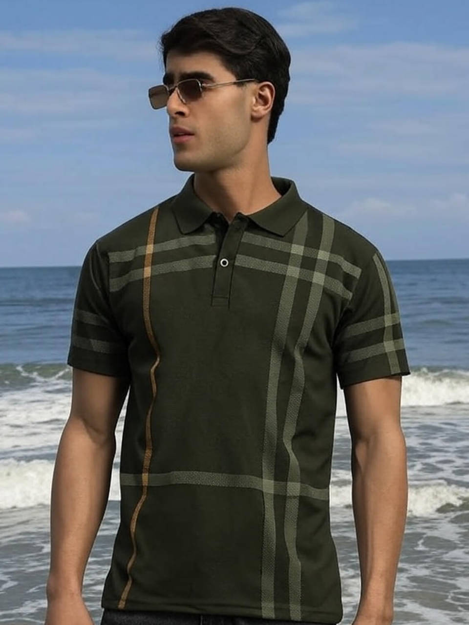     			BLISS BOYS Men Cotton Blend Regular Fit Printed Polo T Shirt ( Olive )