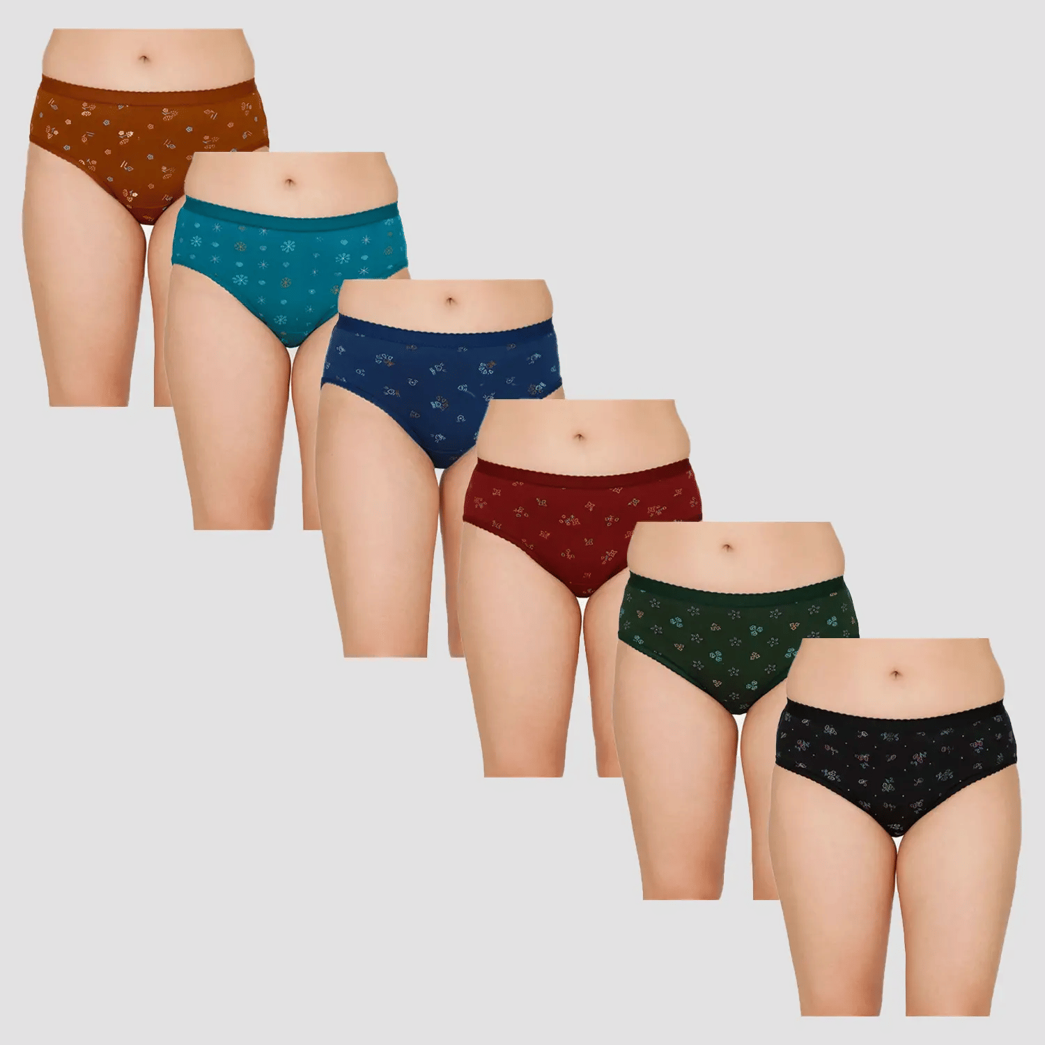    			Bebron Cotton Lycra Hipster ( Multi Color , Pack of 6 )