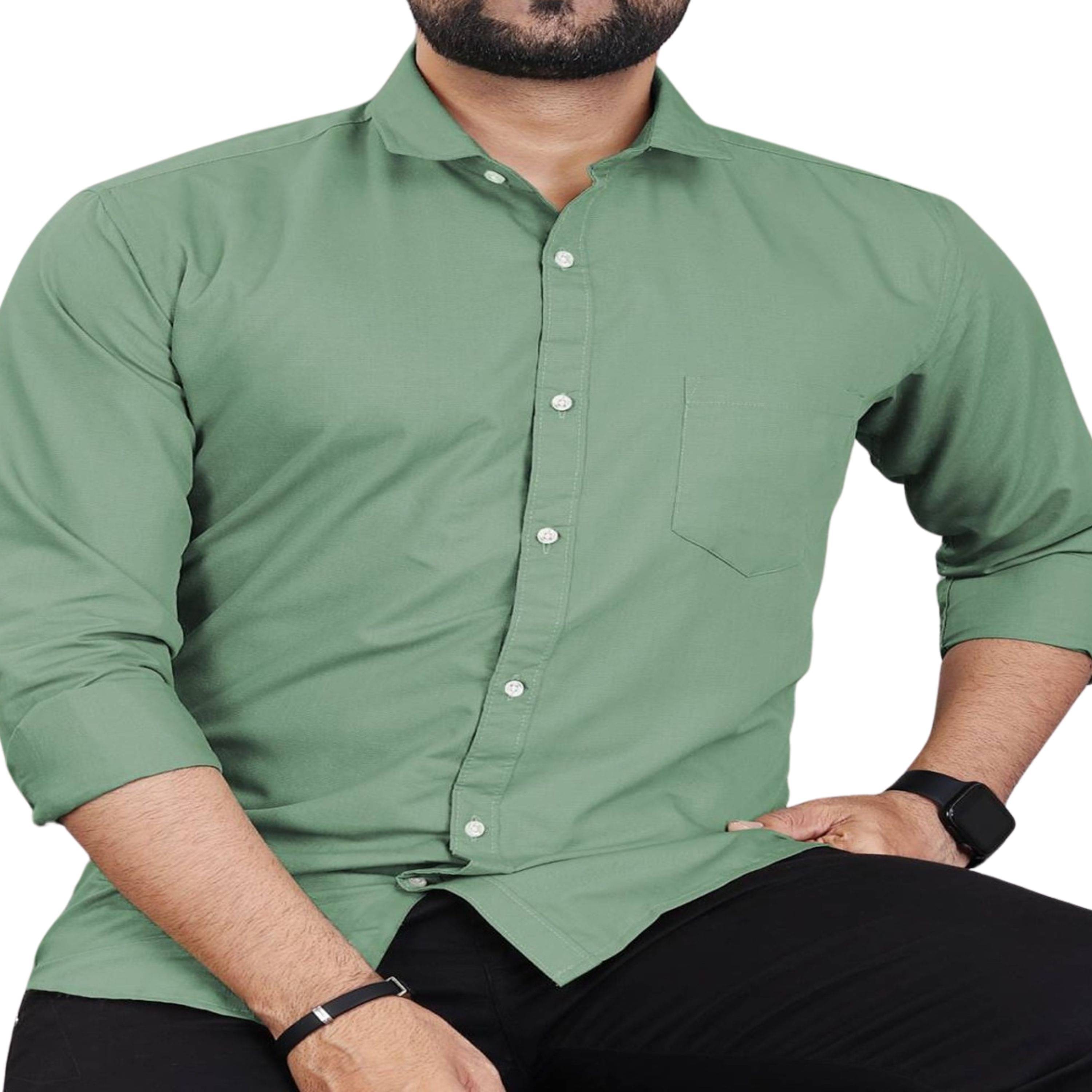 CLOSWIF Cotton Blend Regular Fit Solids Full Sleeves Men's Casual Shirt - Light Green ( Pack of 1 ) CLOSWIF Cotton Blend Regular Fit Solids Full Sleeves Men's Casual Shirt - Light Green ( Pack of 1 )