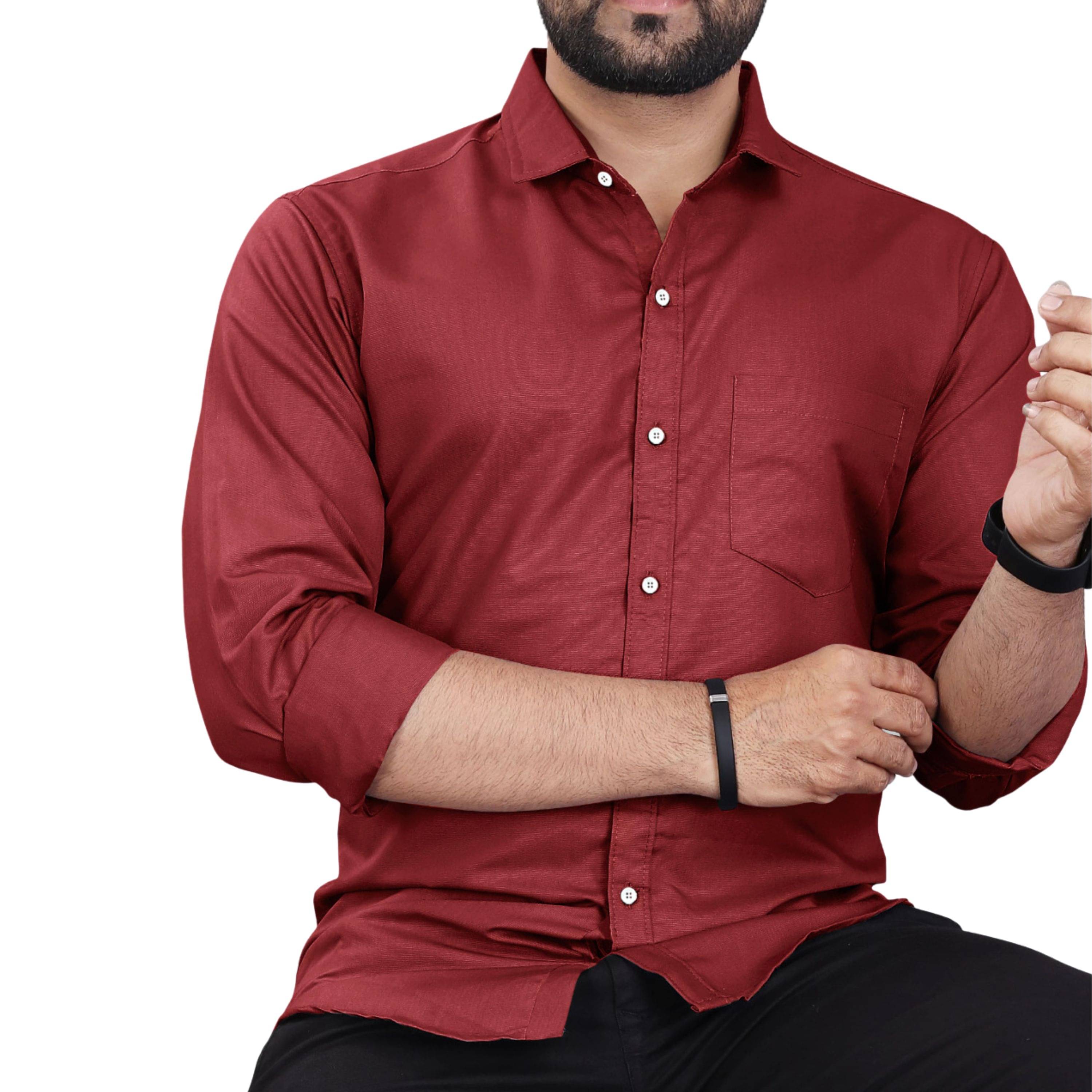     			CLOSWIF Cotton Blend Regular Fit Solids Full Sleeves Men's Casual Shirt - Maroon ( Pack of 1 )