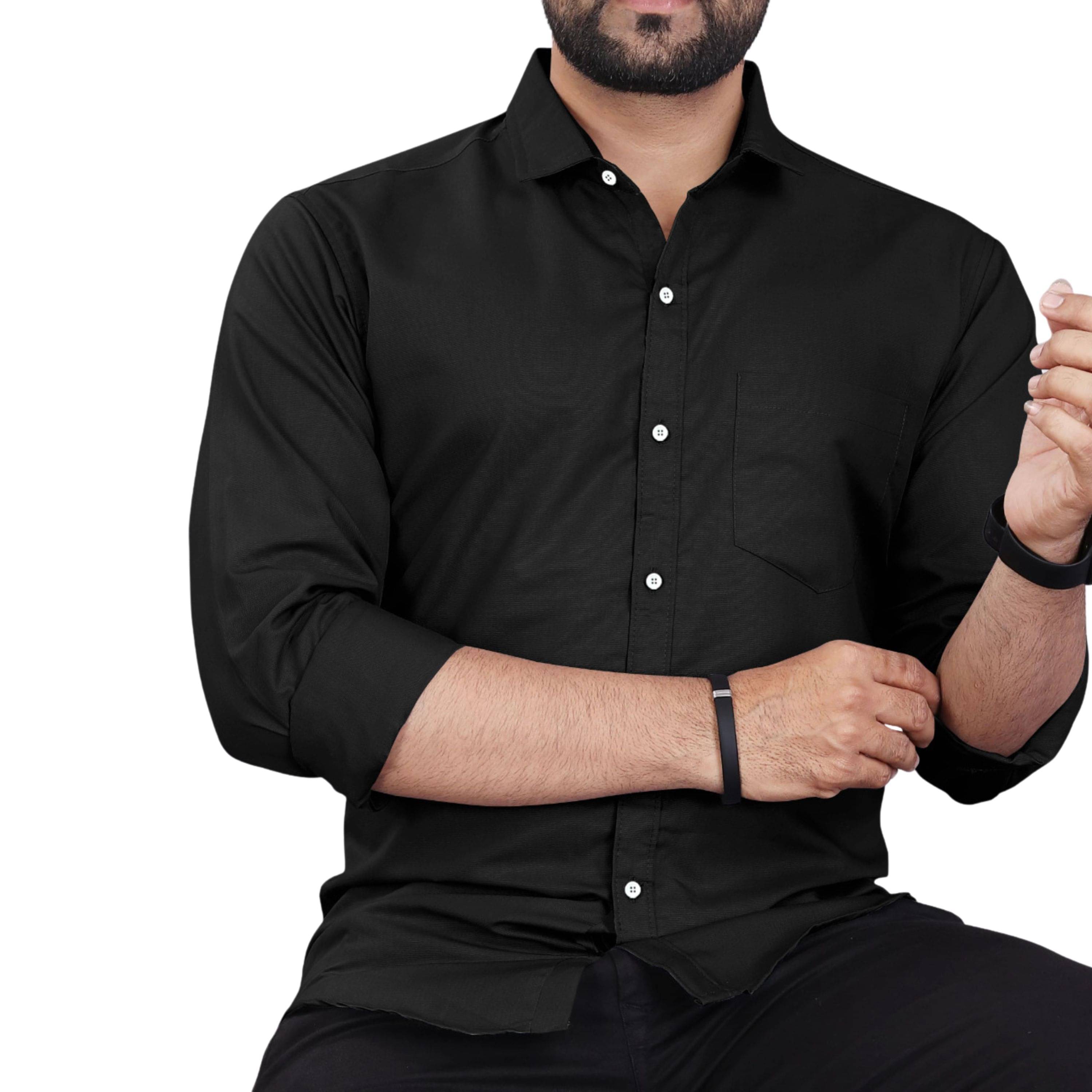 CLOSWIF Cotton Blend Regular Fit Solids Full Sleeves Men's Casual Shirt - Black ( Pack of 1 ) CLOSWIF Cotton Blend Regular Fit Solids Full Sleeves Men's Casual Shirt - Black ( Pack of 1 )