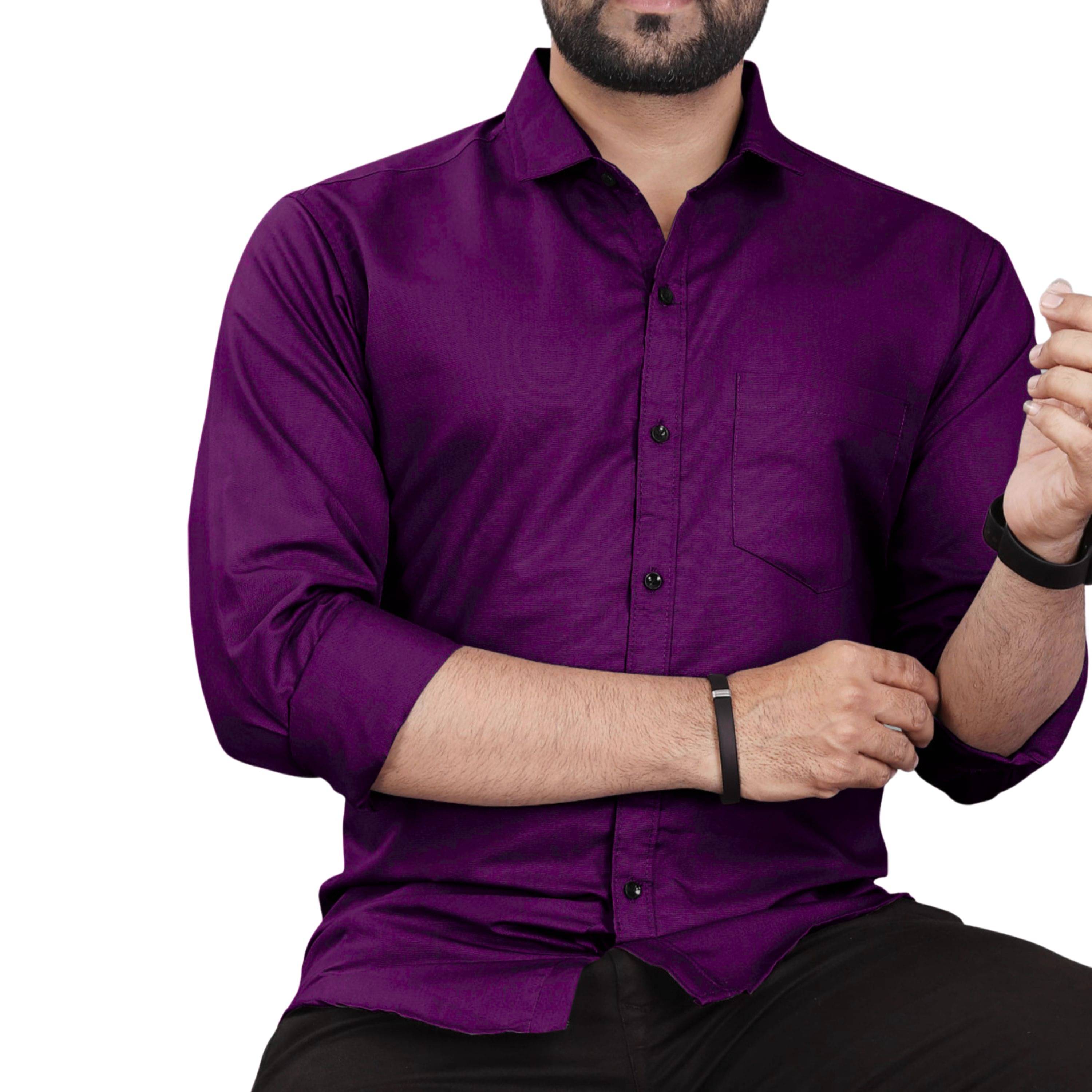 CLOSWIF Cotton Blend Regular Fit Solids Full Sleeves Men's Casual Shirt - Purple ( Pack of 1 ) CLOSWIF Cotton Blend Regular Fit Solids Full Sleeves Men's Casual Shirt - Purple ( Pack of 1 )