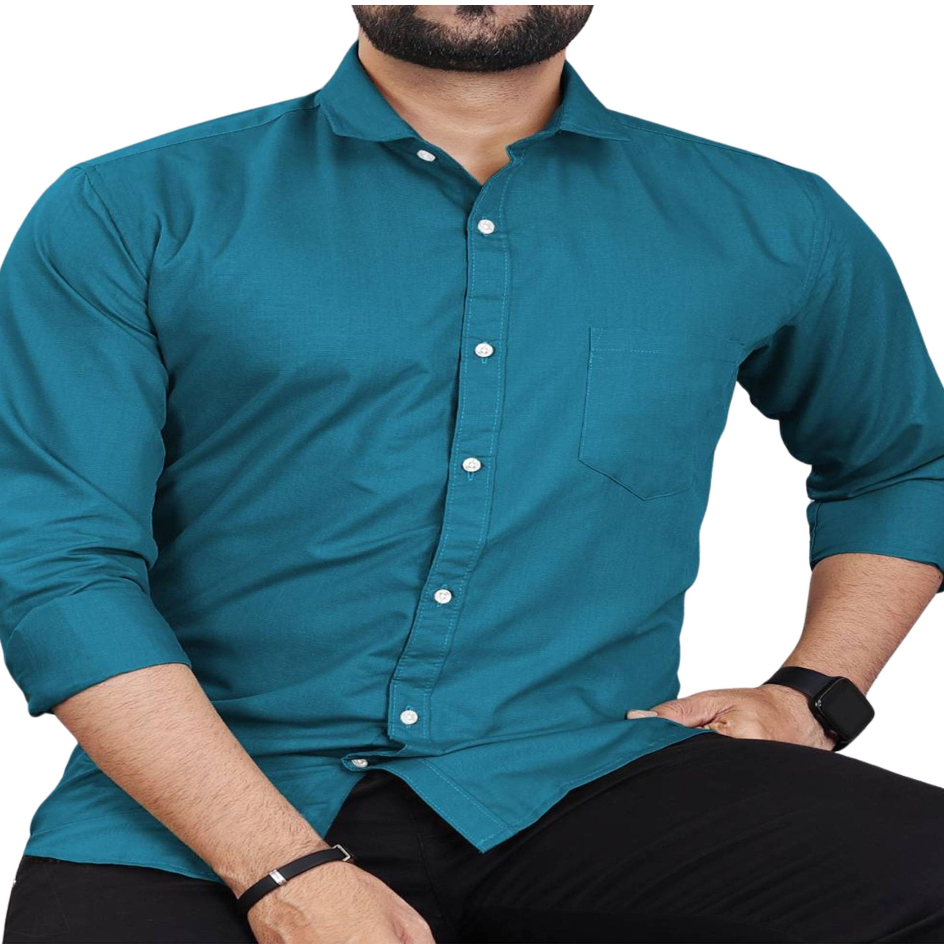 CLOSWIF Cotton Blend Regular Fit Solids Full Sleeves Men's Casual Shirt - Light Blue ( Pack of 1 ) CLOSWIF Cotton Blend Regular Fit Solids Full Sleeves Men's Casual Shirt - Light Blue ( Pack of 1 )