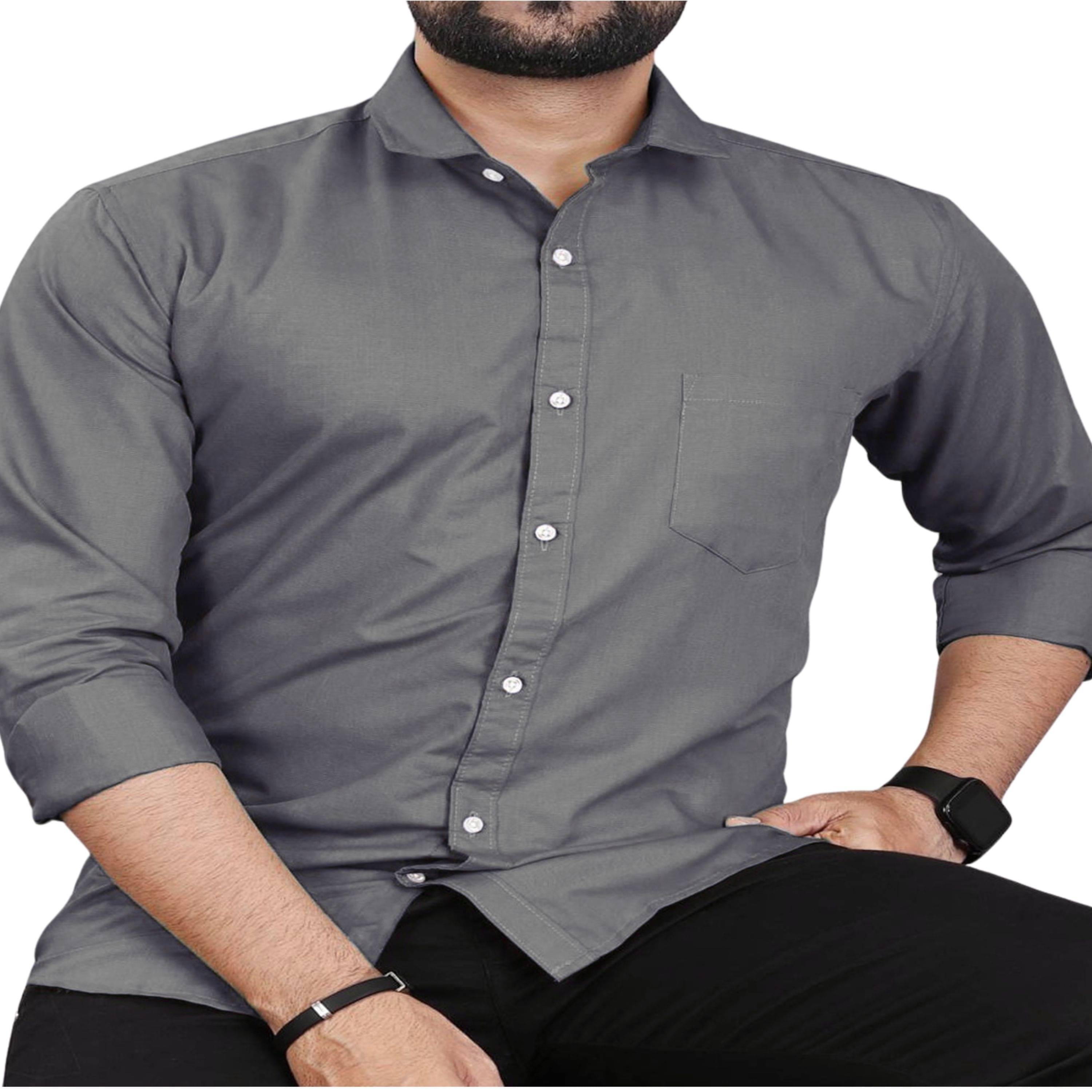 CLOSWIF Cotton Blend Regular Fit Solids Full Sleeves Men's Casual Shirt - Grey ( Pack of 1 ) CLOSWIF Cotton Blend Regular Fit Solids Full Sleeves Men's Casual Shirt - Grey ( Pack of 1 )