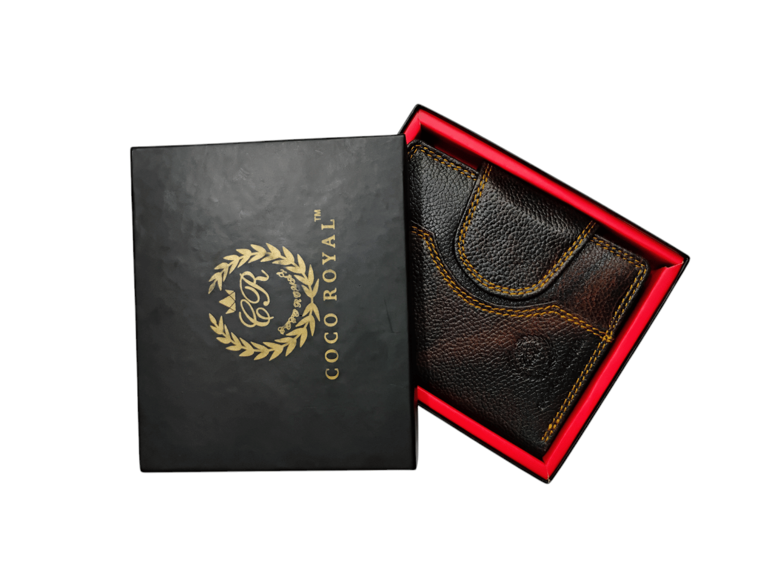     			COCO ROYAL Leather Printed Men's Two Fold Wallet With 10 Slots For Card ( Brown , Pack of 1 )