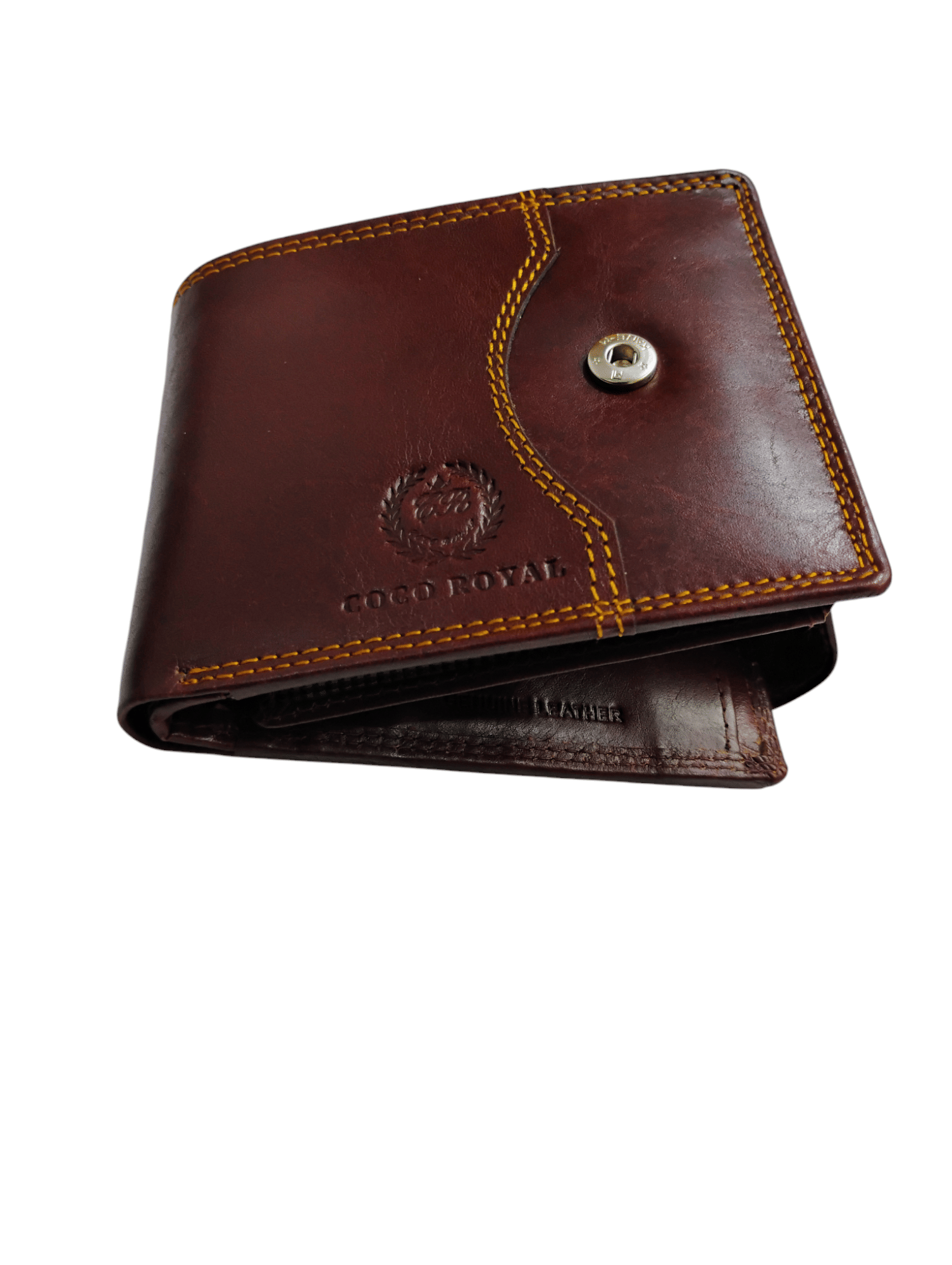    			COCO ROYAL Leather Printed Men's Two Fold Wallet With 10 Slots For Card ( Brown , Pack of 1 )