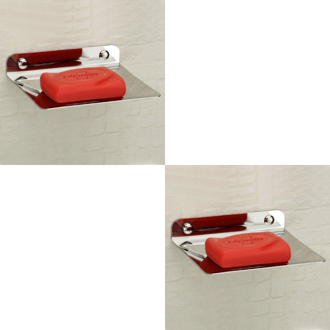 COSVIT 4x4 Square Stainless Steel Single Soap Dish Holder for Bathroom Wall Mount in Chrome Finish for Wash Area/Kitchen & Bathroom (Pack of 2)     			COSVIT 4x4 Square Stainless Steel Single Soap Dish Holder for Bathroom Wall Mount in Chrome Finish for Wash Area/Kitchen & Bathroom (Pack of 2)