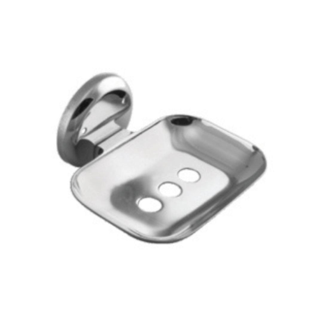 COSVIT Flash Oval Stainless Steel Single Soap Dish Holder for Bathroom Wall Mount in Chrome Finish with Wall Flange for Wash Area/Kitchen & Bathroom (Set of 1)