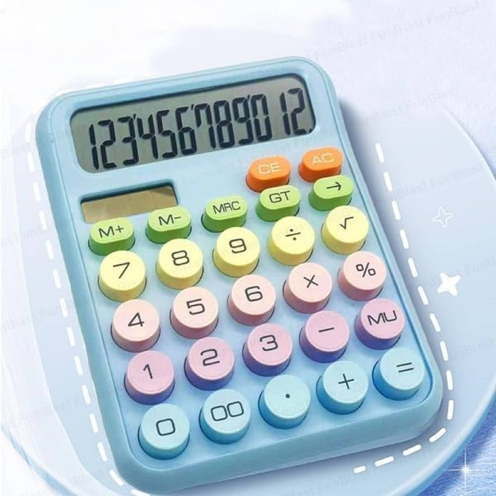     			Colorful Candy Calculator, Cute 12 Digit Large LCD Display Big Round Button Calculator,Easy to Press,for School Office Business Home (Multi)