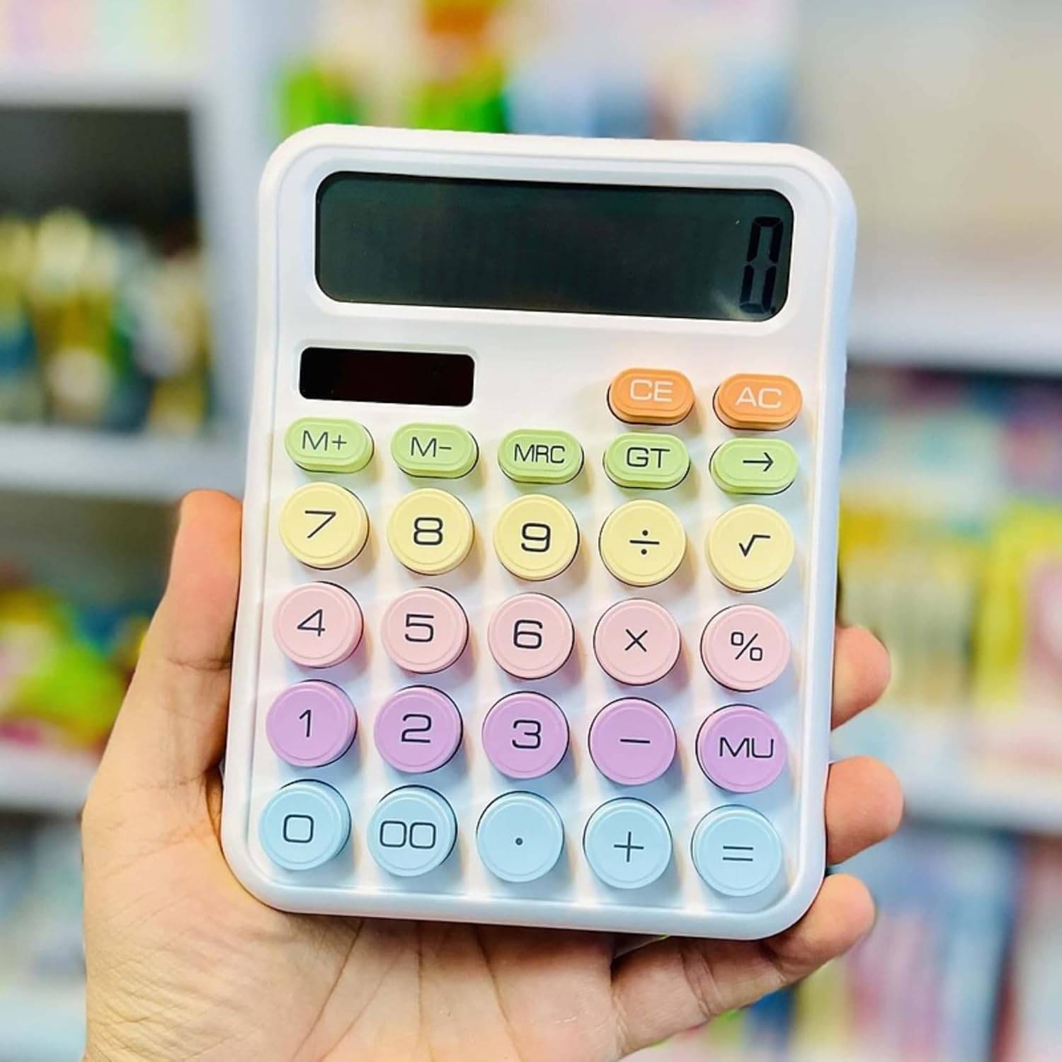     			Colorful Candy Calculator, Mechanical Calculator Cute 12 Digit Large LCD Display Big Round Button, Great for Everyday Life and Basic Office School, Business, Work (Multicolor)