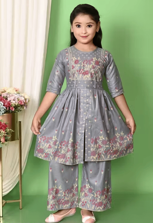     			DS DRESSES Girls Cotton Kurti with Pants ( Pack of 1 , Grey )
