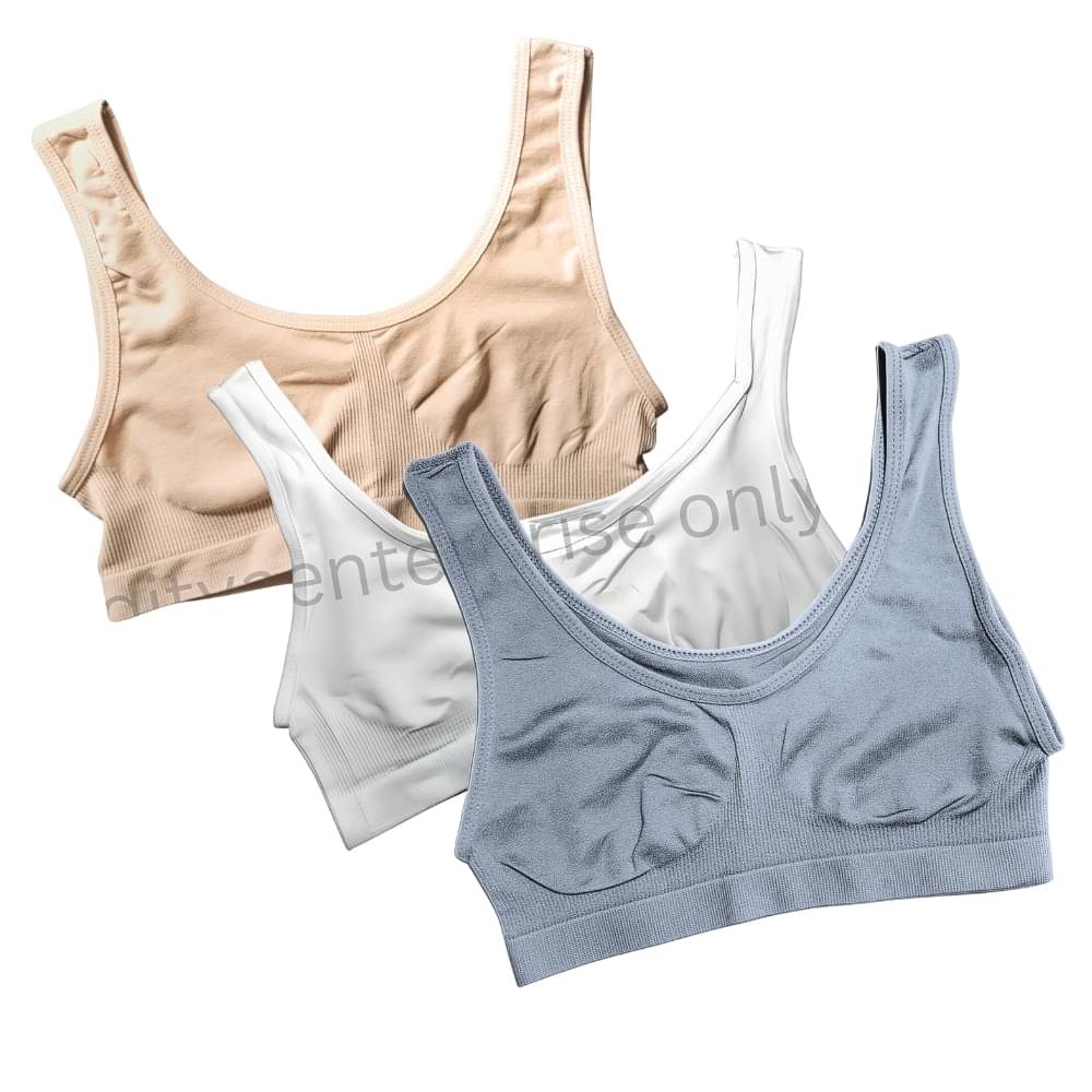 Ditya Pack of 3 Lycra Non Padded Sports Bra For Women ( Beige,White,Grey ) Ditya Pack of 3 Lycra Non Padded Sports Bra For Women ( Beige,White,Grey )
