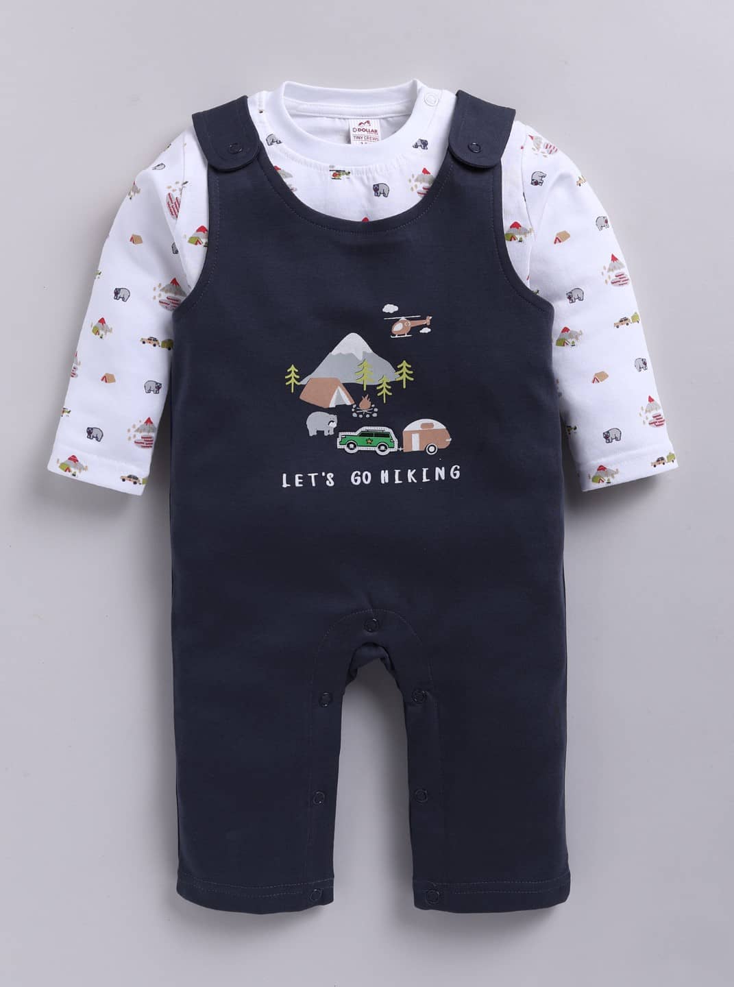 Dollar Pack of 1 Unisex for Baby Cotton Blend Dungaree Sets ( Navy )
