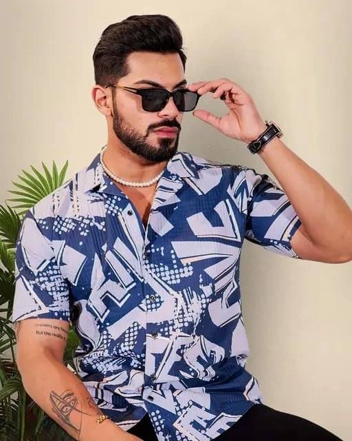     			ETSY Cotton Blend Regular Fit Printed Half Sleeves Men's Casual Shirt - Multicolor ( Pack of 1 )