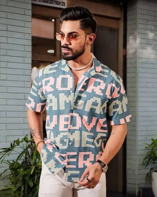     			ETSY Cotton Blend Regular Fit Printed Half Sleeves Men's Casual Shirt - Multicolor ( Pack of 1 )