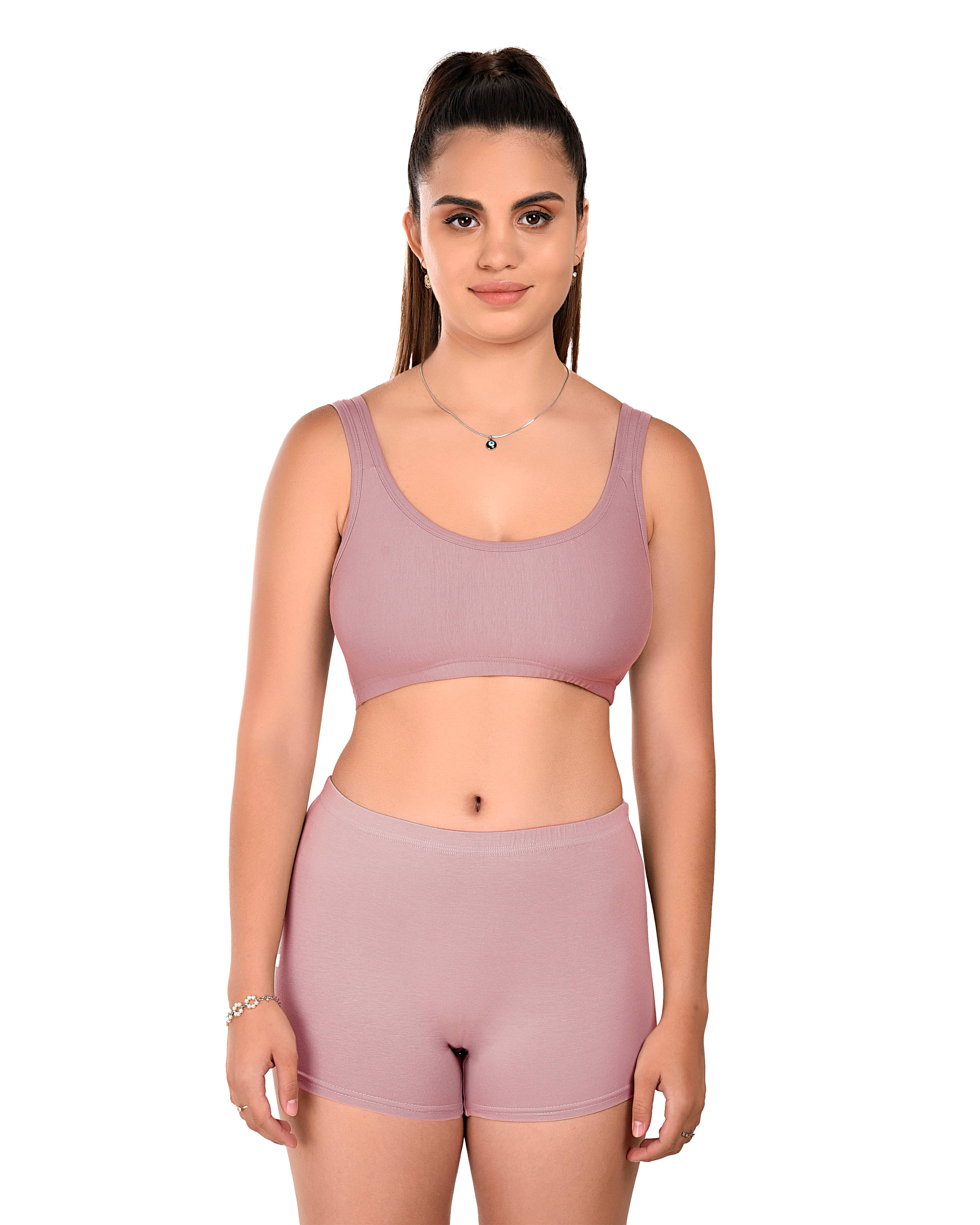     			Elina Cotton Lycra Non Padded Bra & Panty Set ( Mauve , Pack of 1 )