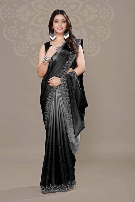 Honey Creation Art Silk Printed Regular Saree With Unstitched Blouse Piece ( Black ) Honey Creation Art Silk Printed Regular Saree With Unstitched Blouse Piece ( Black )