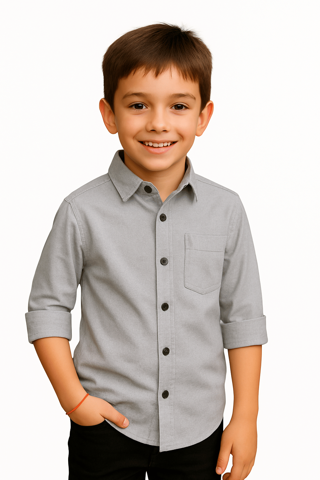     			JABAK CREATION Pack of 1 Boys Cotton Blend Full Sleeves Shirt ( Grey )