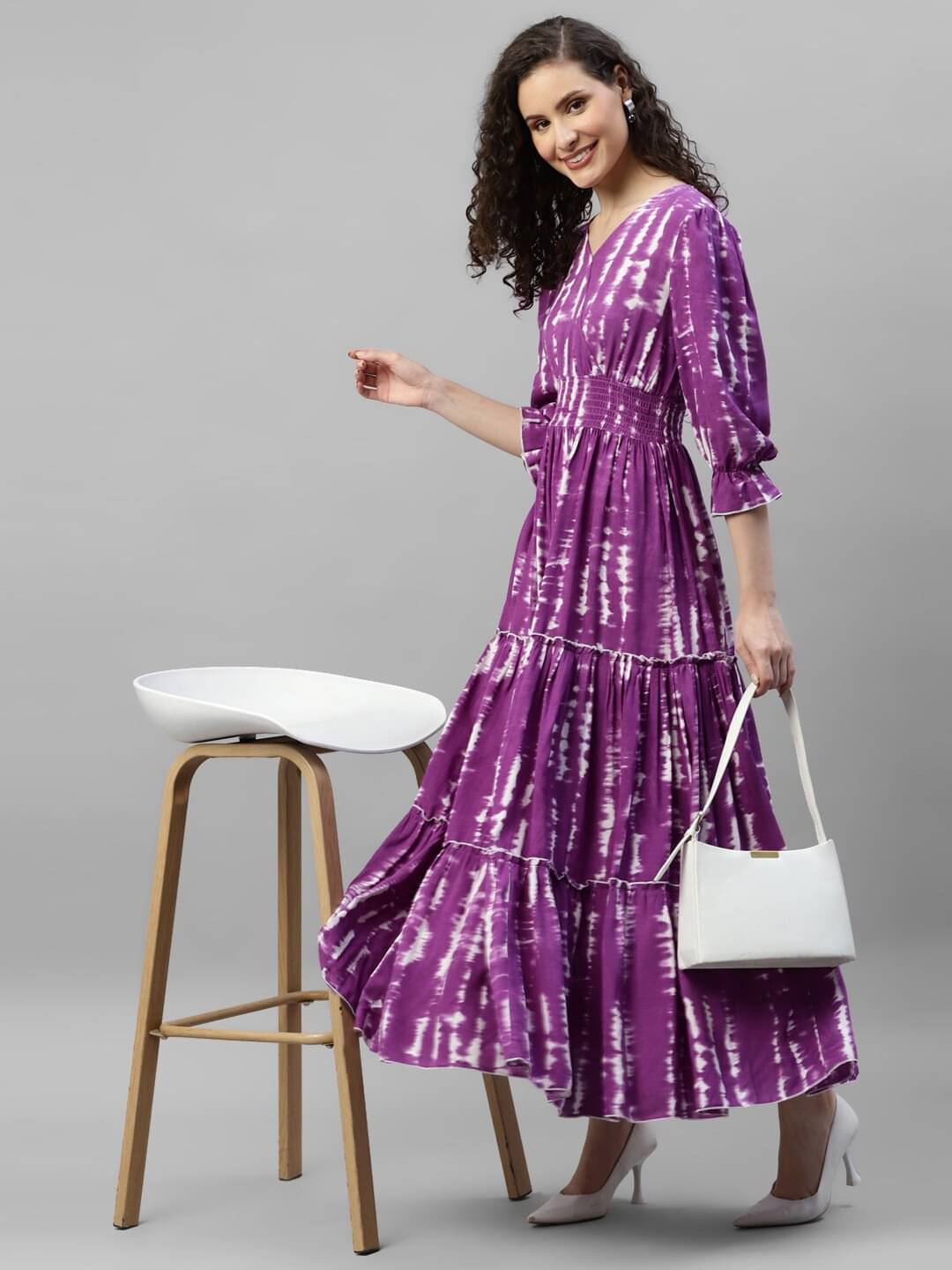     			JASH CREATION Women Crepe Dyed Fit & Flare Dress ( Purple )