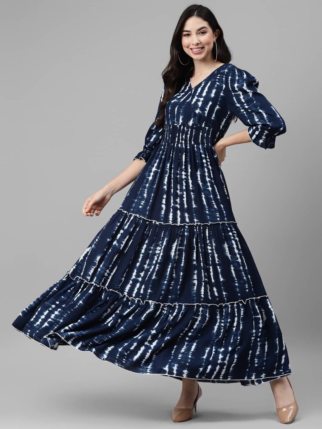 JASH CREATION Women Crepe Dyed Fit & Flare Dress ( Blue ) JASH CREATION Women Crepe Dyed Fit & Flare Dress ( Blue )
