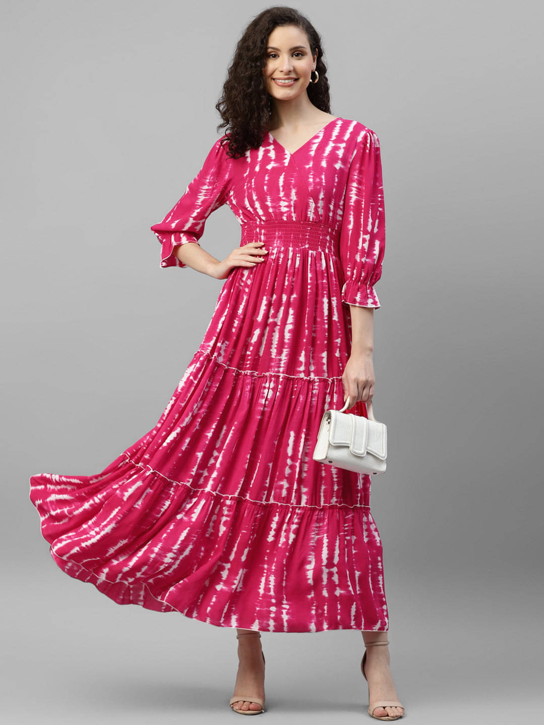 JASH CREATION Women Crepe Dyed Fit & Flare Dress ( Pink ) JASH CREATION Women Crepe Dyed Fit & Flare Dress ( Pink )