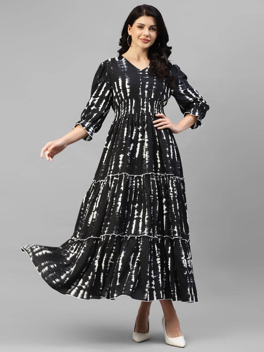     			JASH CREATION Women Crepe Dyed Fit & Flare Dress ( Black )