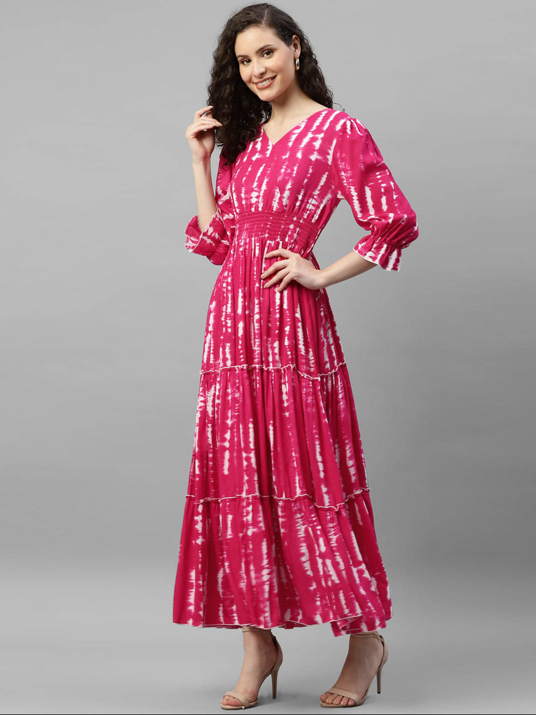 JASH CREATION Women Crepe Dyed Fit & Flare Dress ( Pink ) JASH CREATION Women Crepe Dyed Fit & Flare Dress ( Pink )