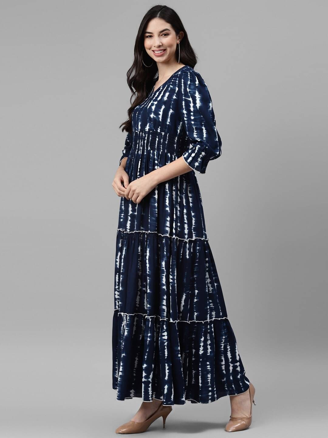 JASH CREATION Women Crepe Dyed Fit & Flare Dress ( Blue ) JASH CREATION Women Crepe Dyed Fit & Flare Dress ( Blue )