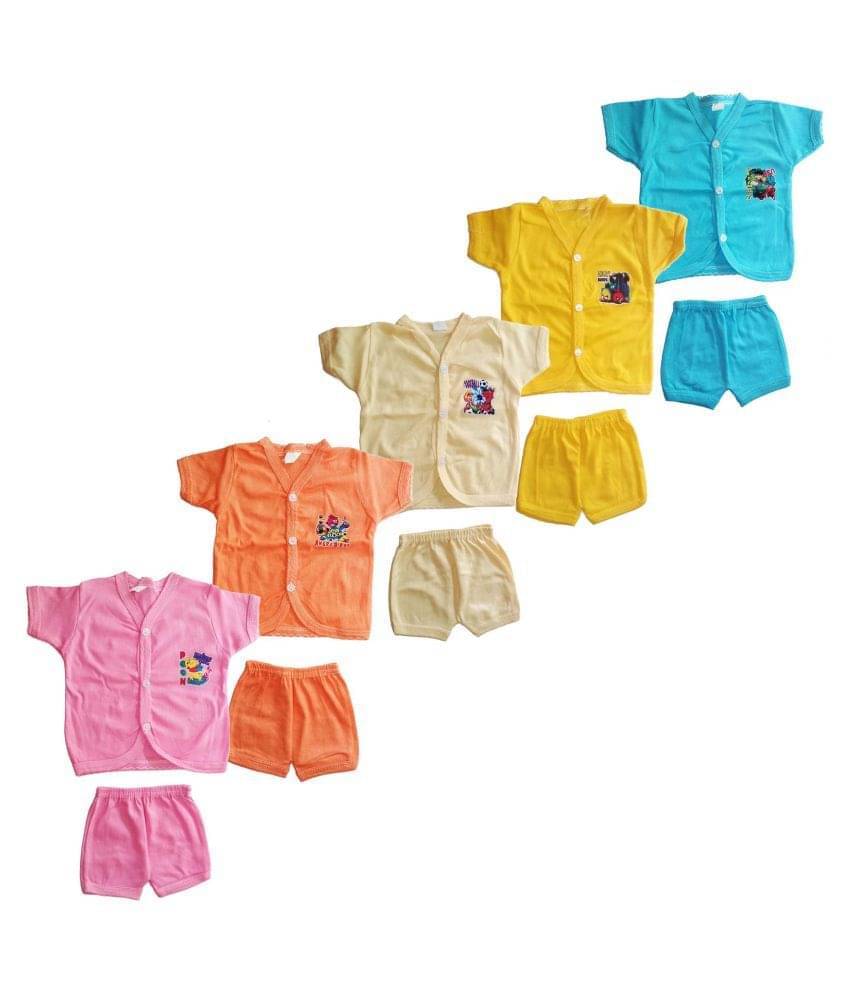 JUSTTRY FASHION Pack of 5 Unisex for Baby Cotton Blend T-shirt & Shorts ( Beige )     			JUSTTRY FASHION Pack of 5 Unisex for Baby Cotton Blend T-shirt & Shorts ( Beige )