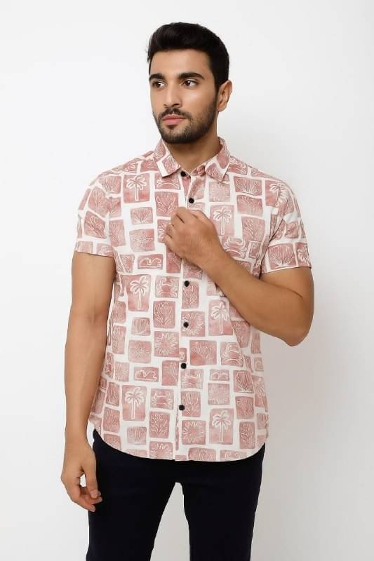 KRIVA Cotton Blend Regular Fit Printed Half Sleeves Men's Casual Shirt - Pink ( Pack of 1 ) KRIVA Cotton Blend Regular Fit Printed Half Sleeves Men's Casual Shirt - Pink ( Pack of 1 )