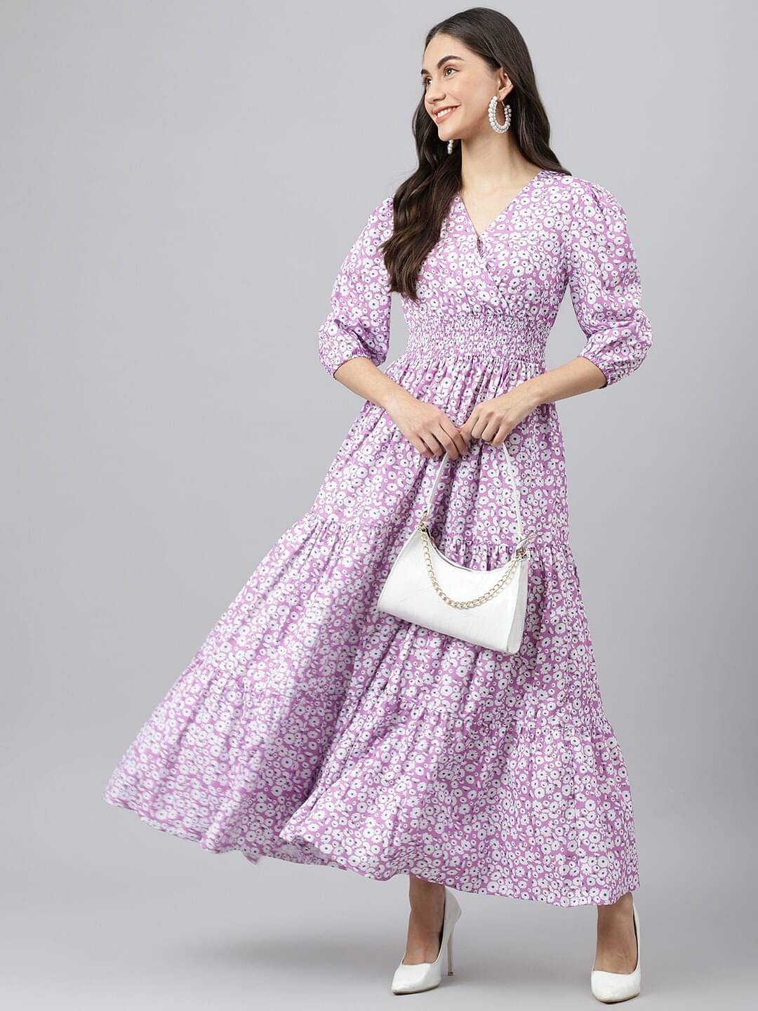 Krunal Raiyani Women Crepe Printed Fit & Flare Dress ( Pink ) Krunal Raiyani Women Crepe Printed Fit & Flare Dress ( Pink )