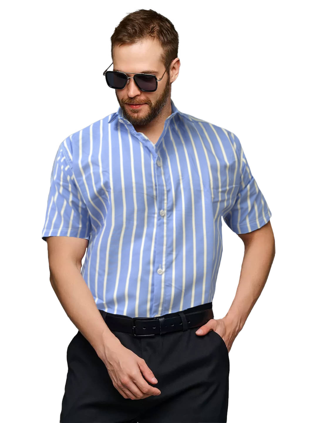Leotude Cotton Blend Regular Fit Printed Half Sleeves Men's Casual Shirt - Blue ( Pack of 1 ) Leotude Cotton Blend Regular Fit Printed Half Sleeves Men's Casual Shirt - Blue ( Pack of 1 )