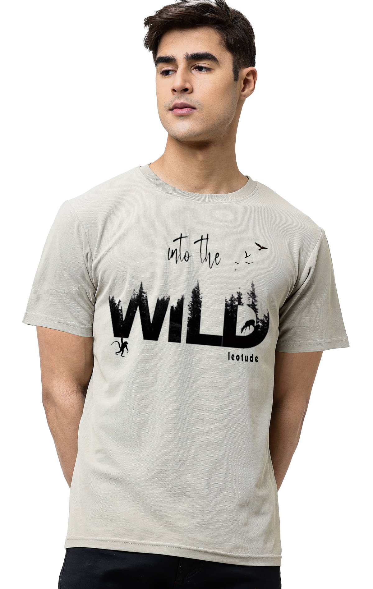 Leotude Men Cotton Blend Regular Fit Printed T-Shirt ( Silver ) Leotude Men Cotton Blend Regular Fit Printed T-Shirt ( Silver )