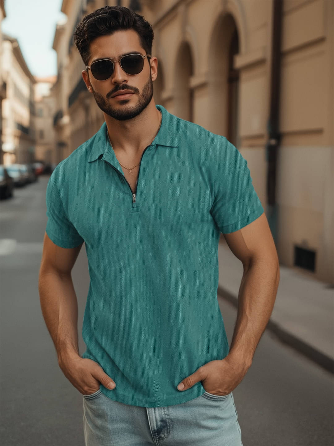 Leotude Men Cotton Blend Regular Fit Printed Polo T Shirt ( Green ) Leotude Men Cotton Blend Regular Fit Printed Polo T Shirt ( Green )