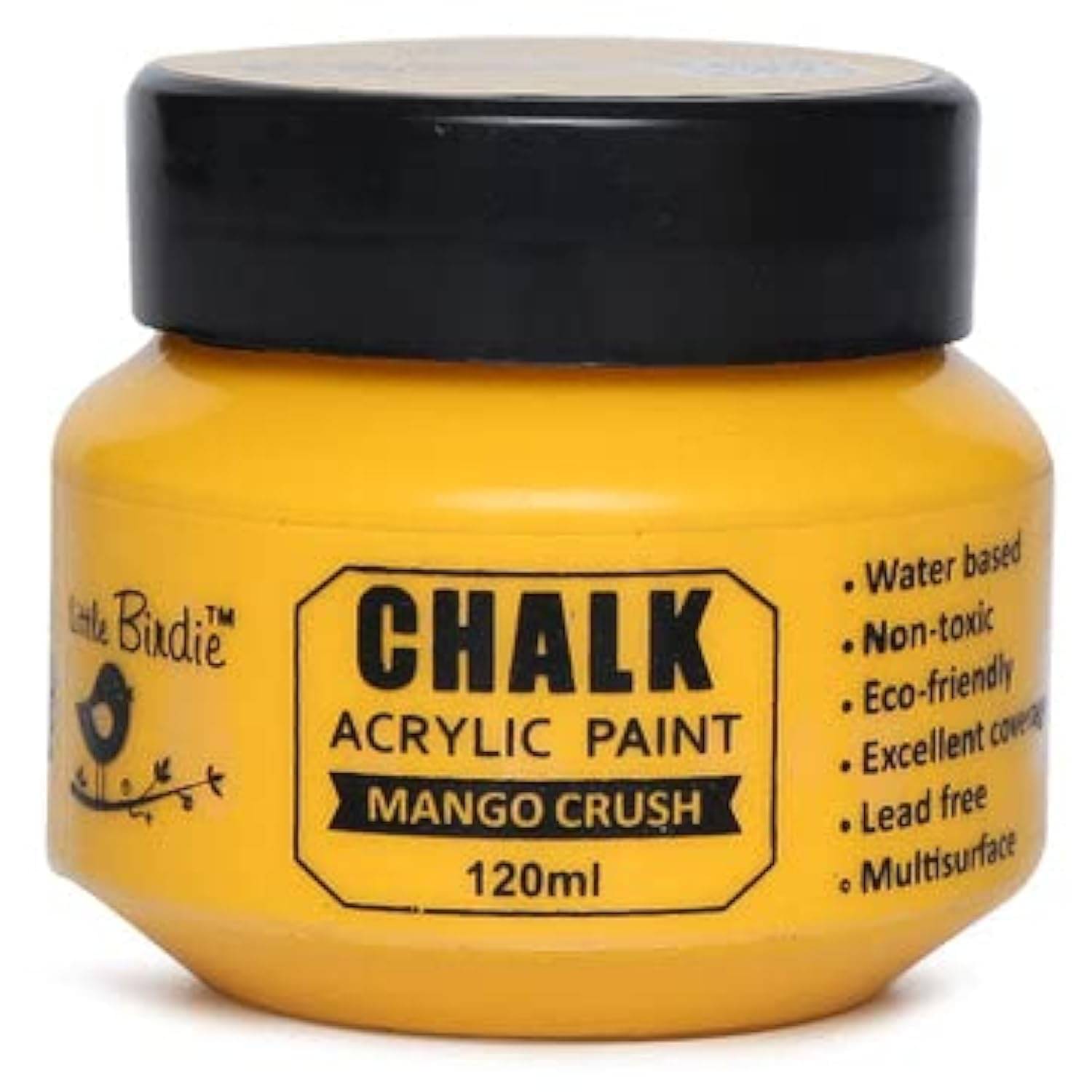     			Little Birdie Home Decor Chalk Paint Mango Crush - 120ml| Chalk Paint for Canvas, Wood Furniture, Wall, Home Decor, Glass, Terracotta Pots | Multi Surface Paint