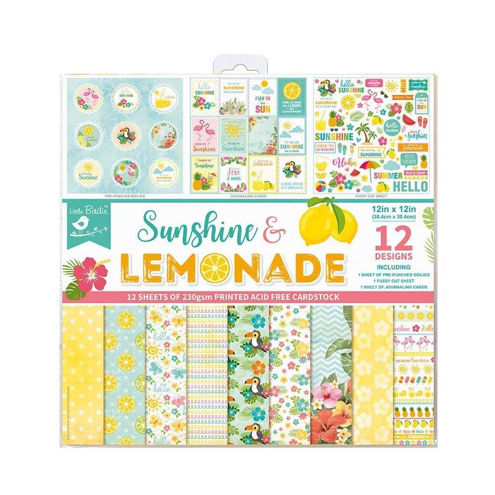     			Little Birdie Printed Pattern Design Paper Pack for Art and Craft Sunshine and Lemonade- 12in x 12in, 12sheets, 250gsm|Scrapbooking Paper for Journal, Craft | Decorative Paper for Greeting Card Making