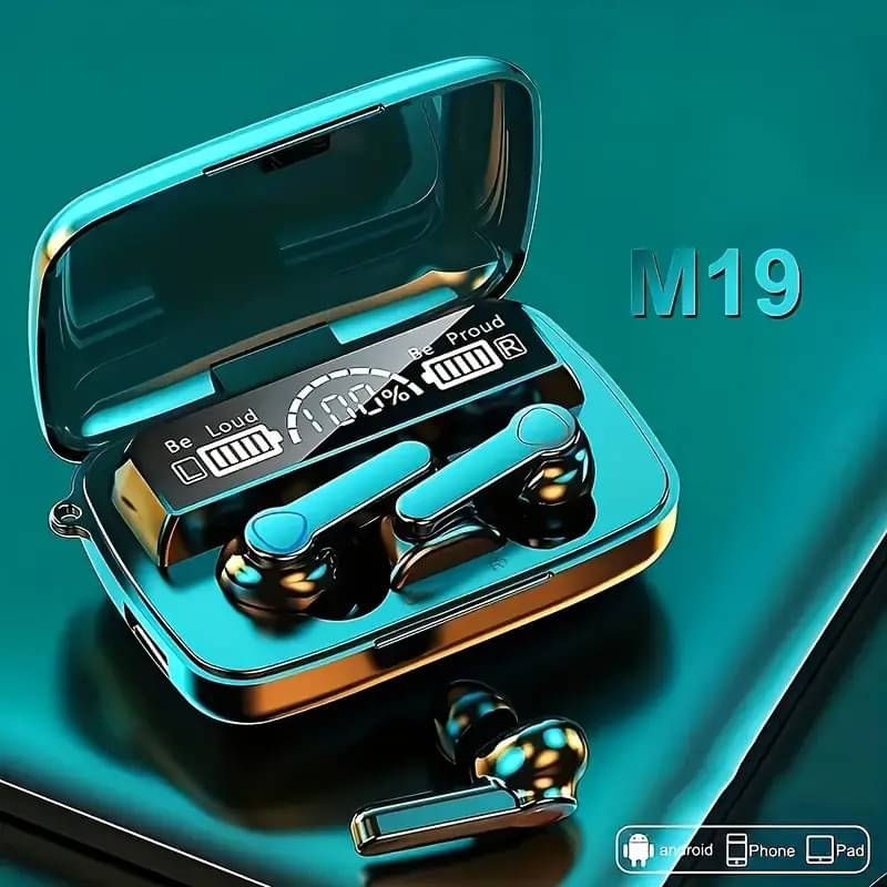     			M19-19 Earbuds TWS Earphone Touch Control Mirror Digital Display Wireless Bluetooth 5.1 Headphones With Microphone