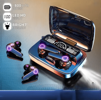     			M19 Bluetooth True Wireless (TWS) In Ear 20 Hours Playback Fast charging,Powerfull bass IPX4(Splash & Sweat Proof) Black