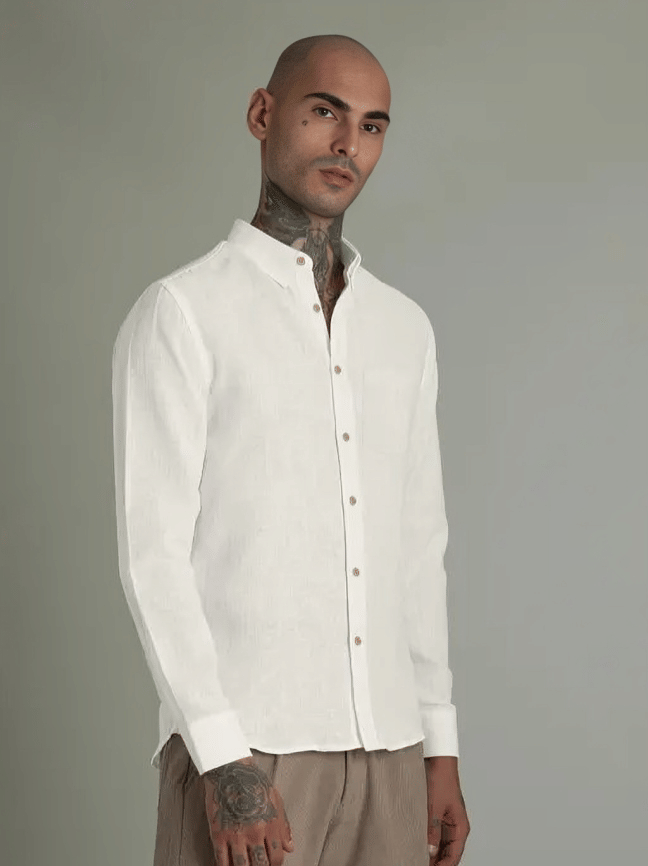     			MOONVILLA 100% Cotton Regular Fit Self Design Full Sleeves Men's Casual Shirt - White ( Pack of 1 )