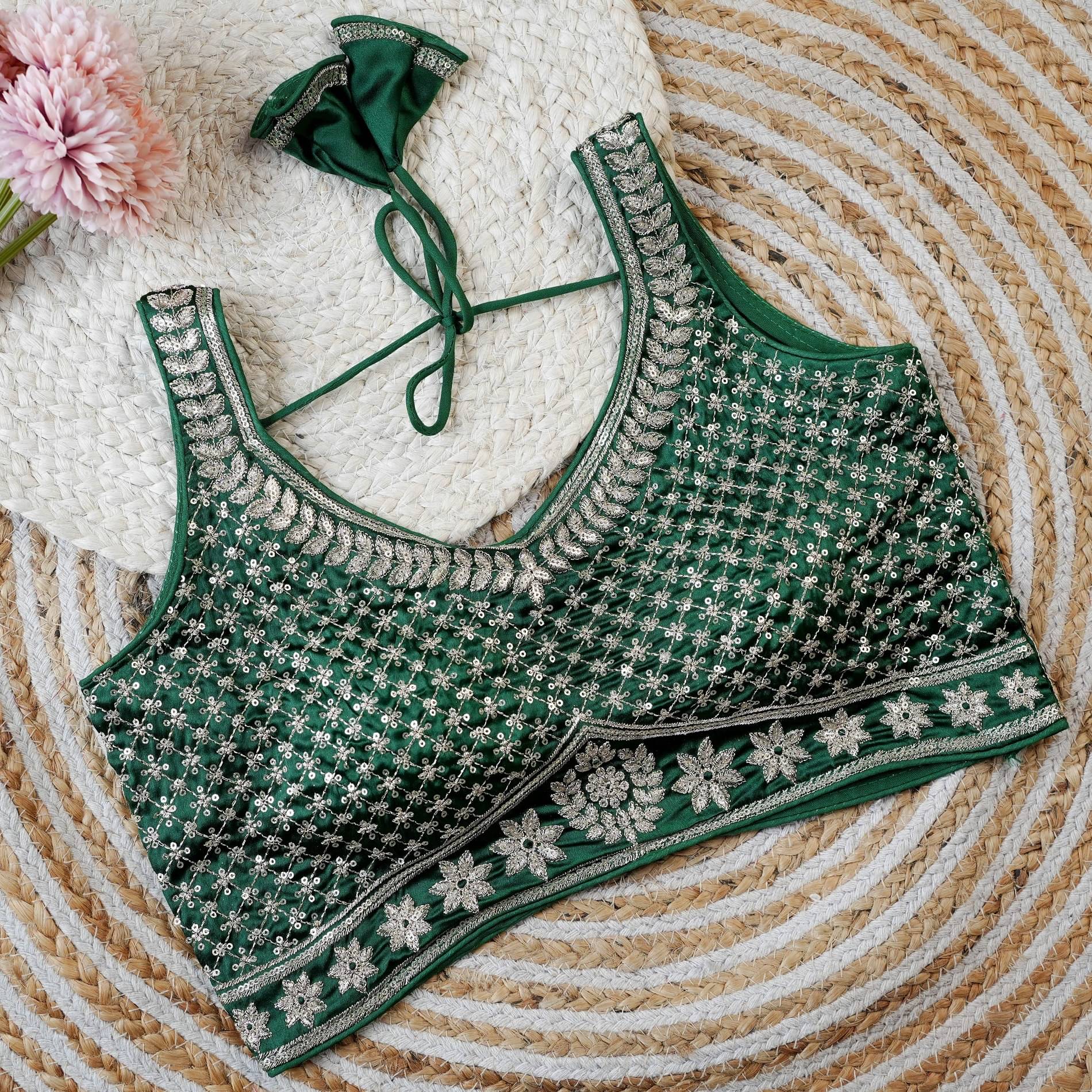     			Modern Mughals Green Readymade with Pad Art Silk Women's Blouse ( Pack of 1 )