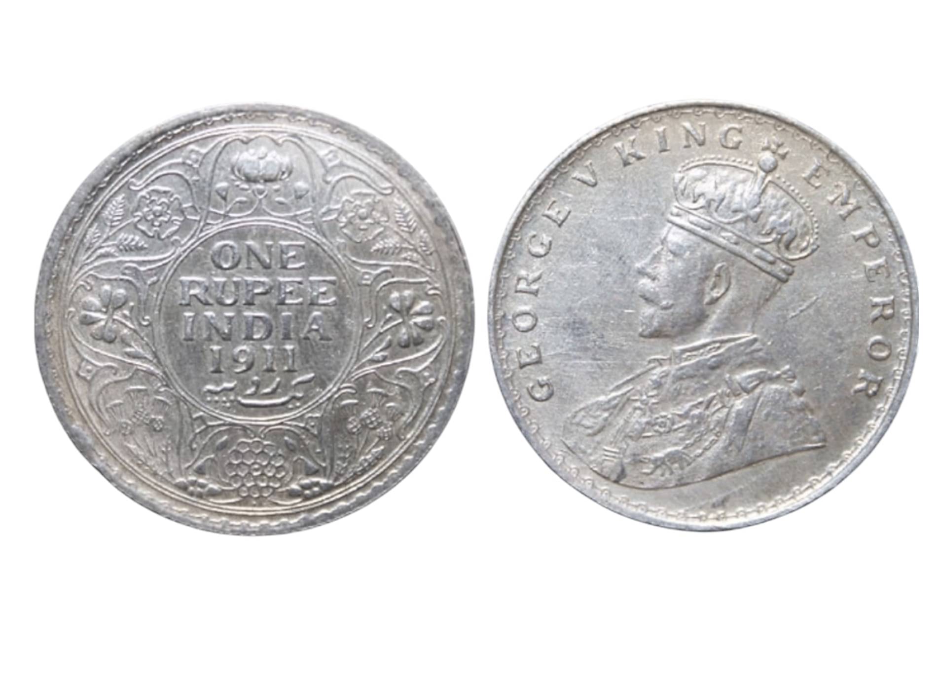 One Rupee 1911 British India King George V Silver plated Collectible Coin One Rupee 1911 British India King George V Silver plated Collectible Coin