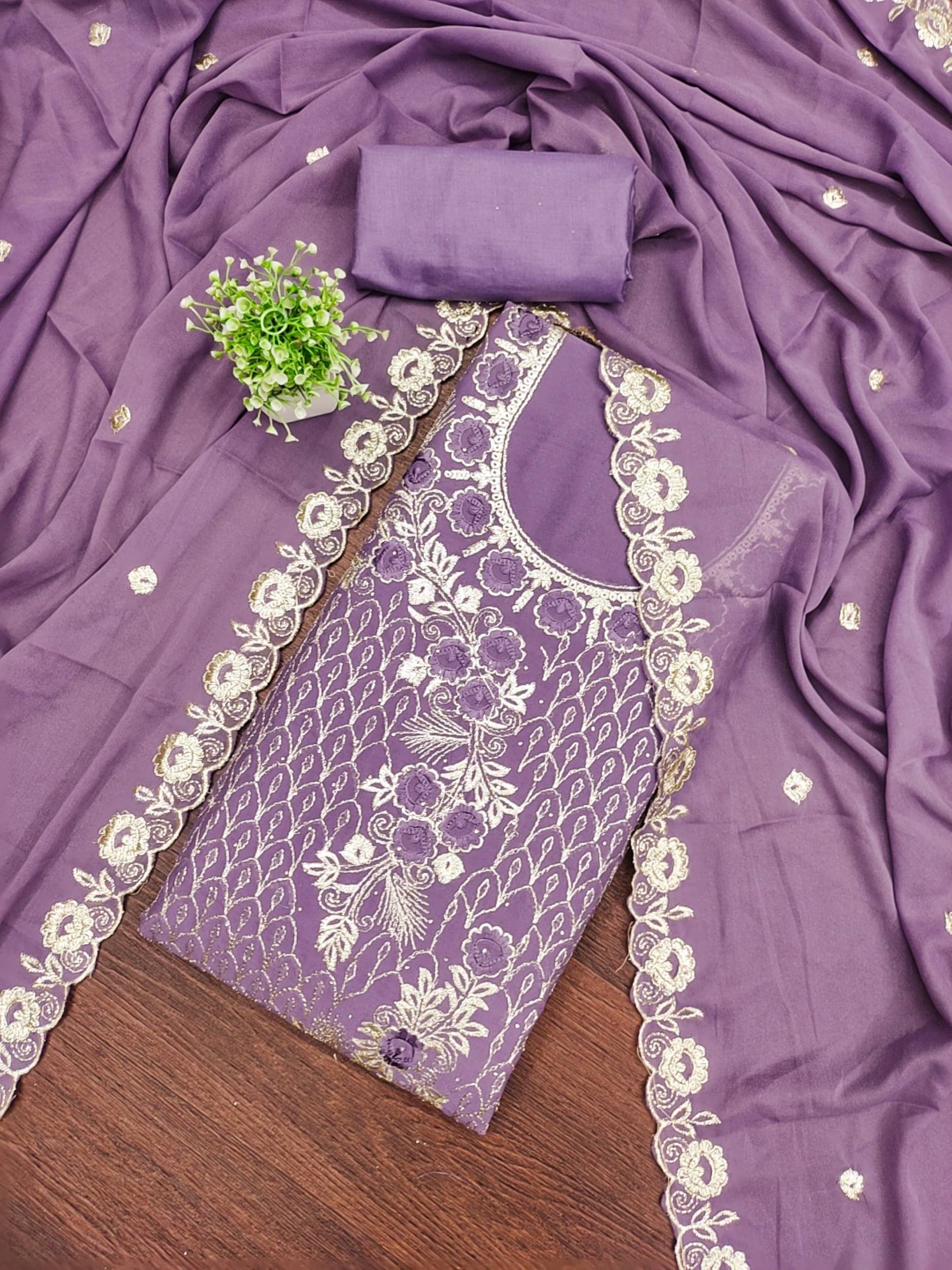     			Panbai sarees Women Georgette Unstitched Dress Material ( Lavender )