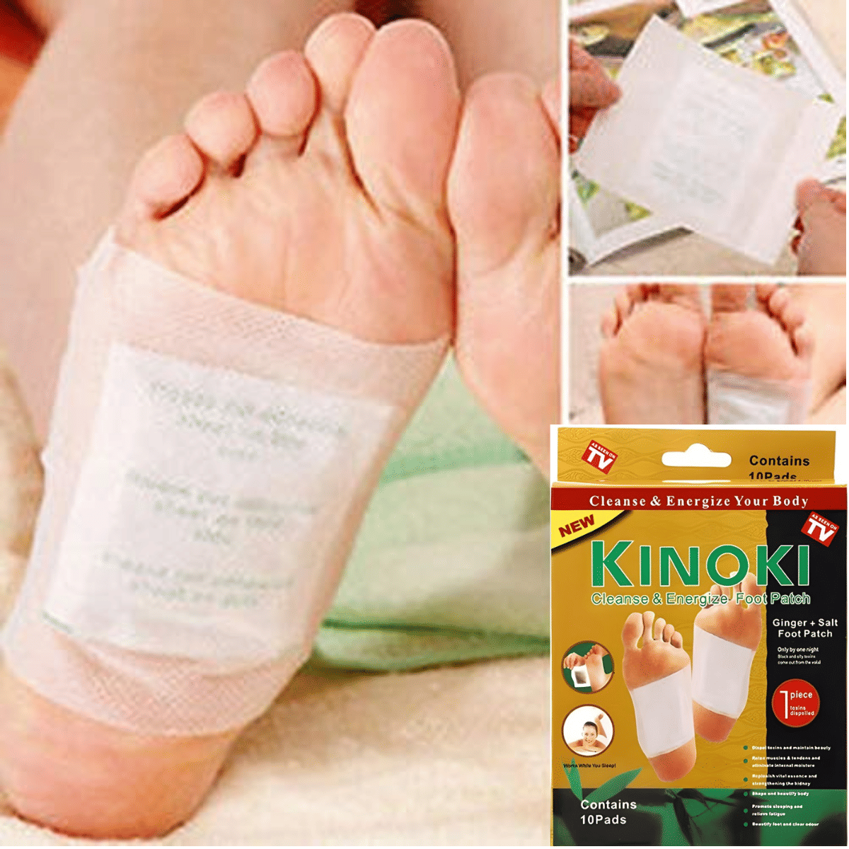     			KINOKI Cleansing Detox Foot Pads, Detox Pad, Foot patch for Foot Care & Pain Relief (Pack 1 - 10 Patches)