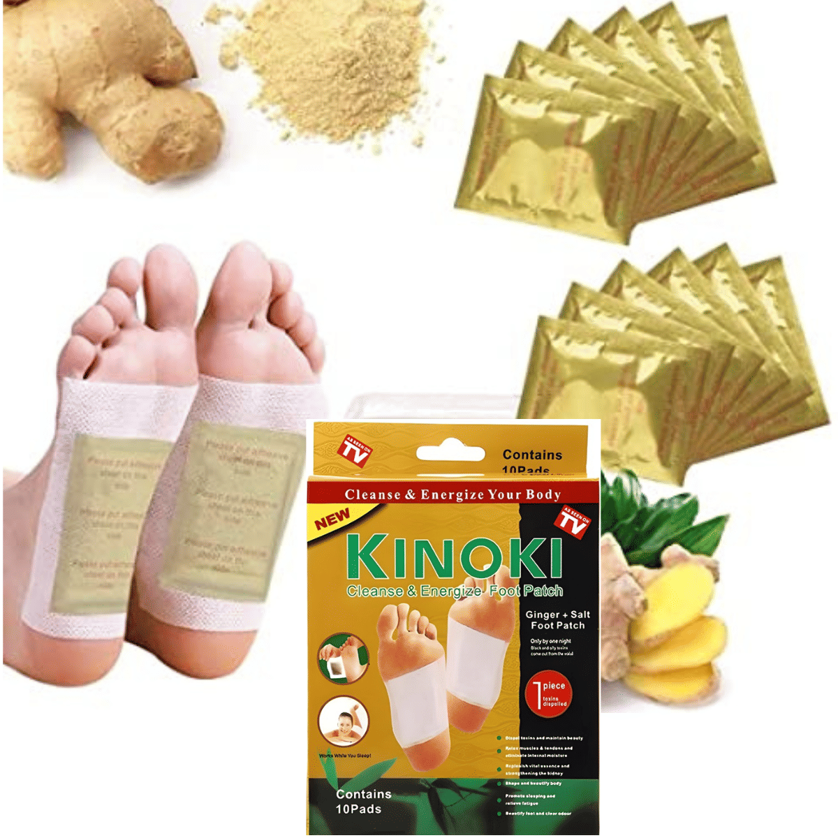     			KINOKI Cleansing Detox Foot Pads, Detox Pad, Foot patch for Foot Care & Pain Relief (Pack 1 - 10 Patches)