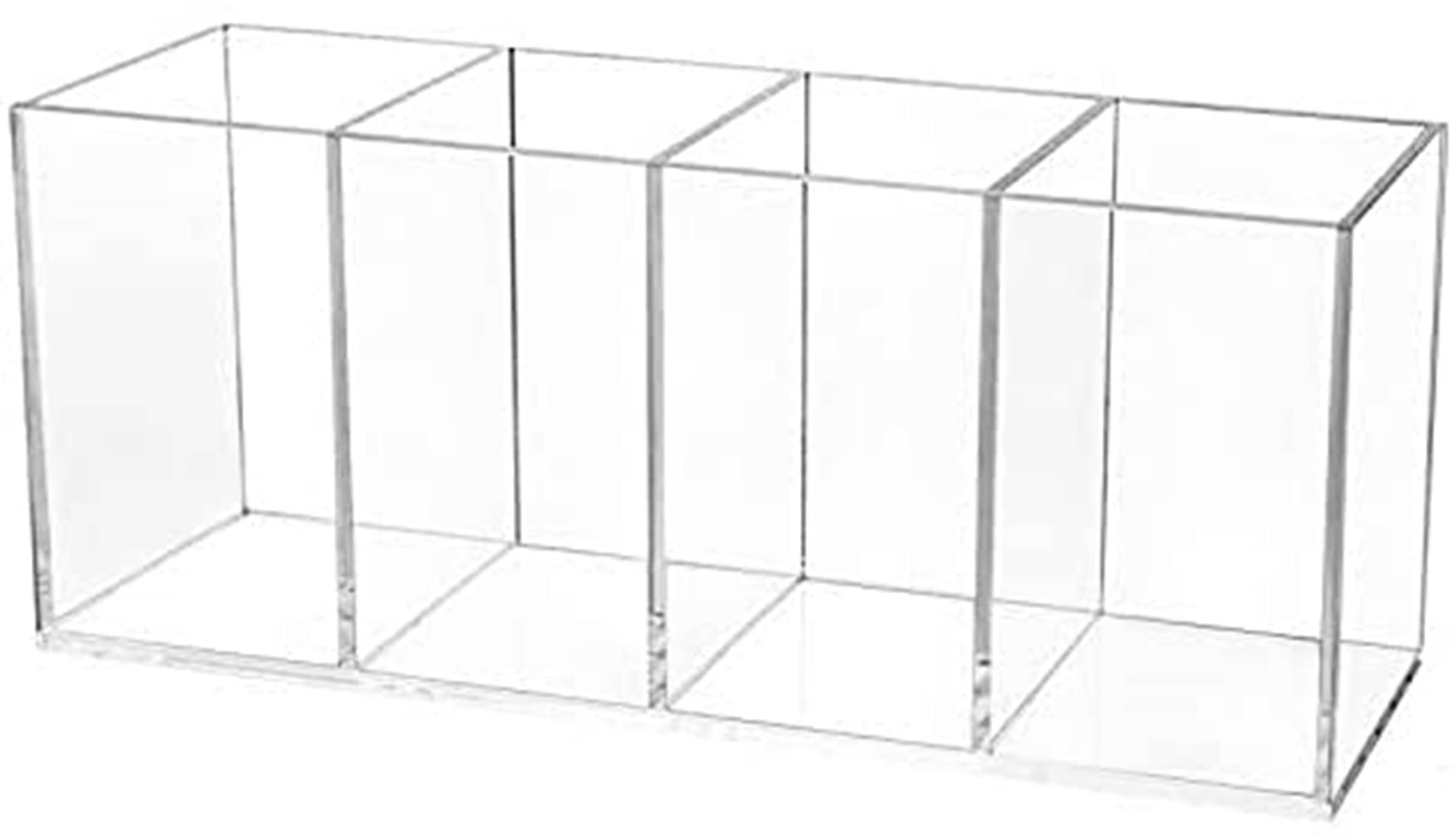     			Rasper Clear Acrylic Pen Holder 4 Compartments Pencil Organizer for Office Desktop Accessory Holder Marker Organizer for Office Home Multipurpose Makeup Brush Holder Organizer Stand (9x3x3.7 Inches)