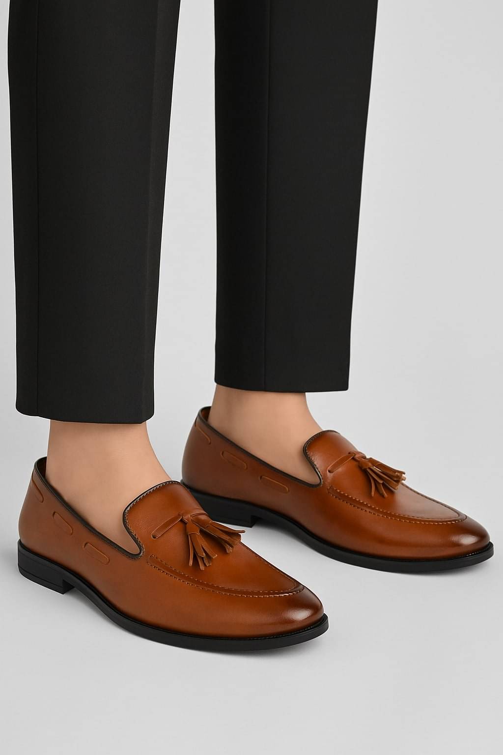     			SERSI Tan Men's Slip On Formal Shoes