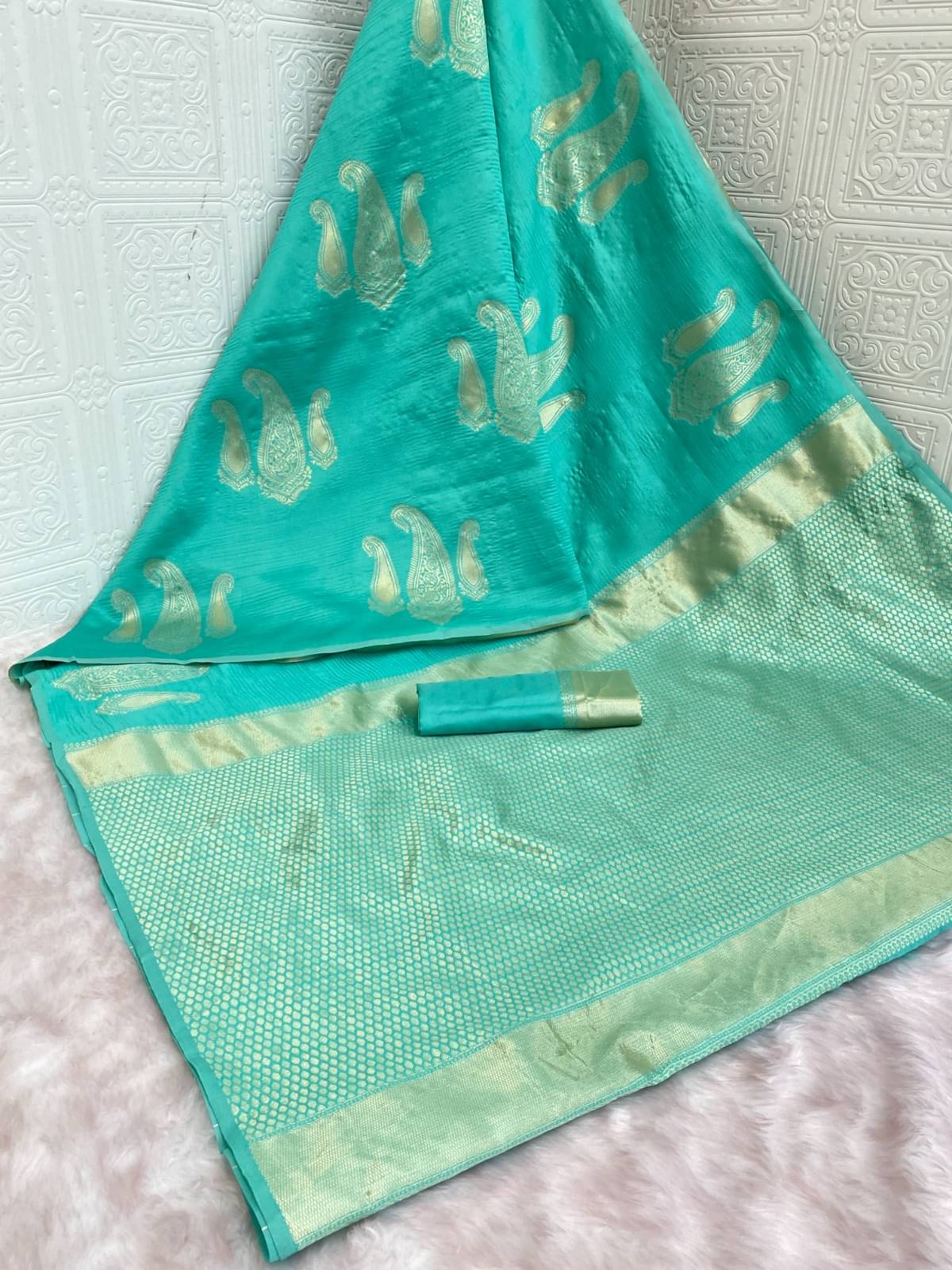     			SHIRODHARI Art Silk Woven Kanjeevaram Sarees With Unstitched Blouse Piece ( Teal )