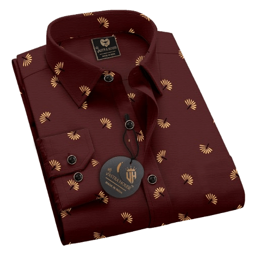     			SHREE VASTRA HOUSE Cotton Blend Regular Fit Printed Full Sleeves Men's Casual Shirt - Maroon ( Pack of 1 )