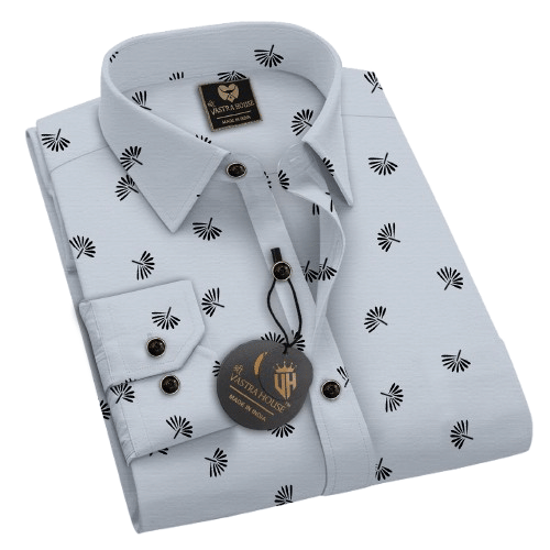     			SHREE VASTRA HOUSE Cotton Blend Regular Fit Printed Full Sleeves Men's Casual Shirt - Grey ( Pack of 1 )