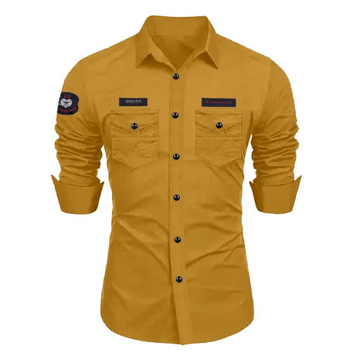     			SHREE VASTRA HOUSE Cotton Blend Regular Fit Self Design Full Sleeves Men's Casual Shirt - Yellow ( Pack of 1 )